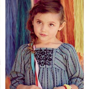 TEA COLLECTION 4 Kamila Embroidery Dress Chambray Bolivian Print